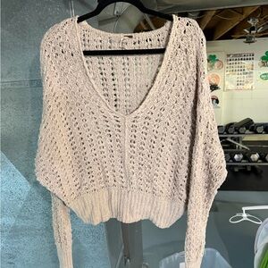 Free People Light Cream Knit Sweater
